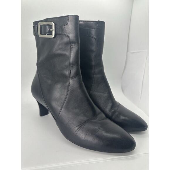Cole Haan NikeAir Boots Women’s Size 10 B Black Leather‎ Zip Up Bootie D28558 - Picture 1 of 16